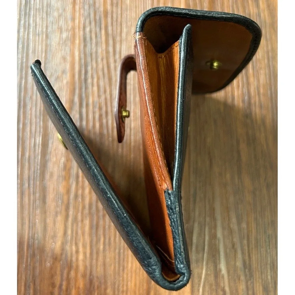 Vintage Dooney & Bourke Black All Weather Leather AWL‎ Wallet Double Fold Snap